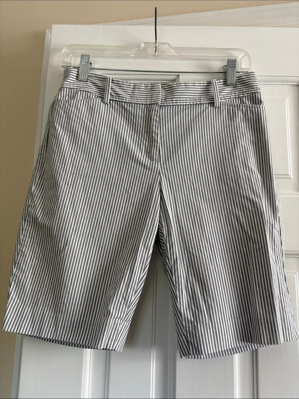 Talbots Gray and White Striped Bermuda Shorts